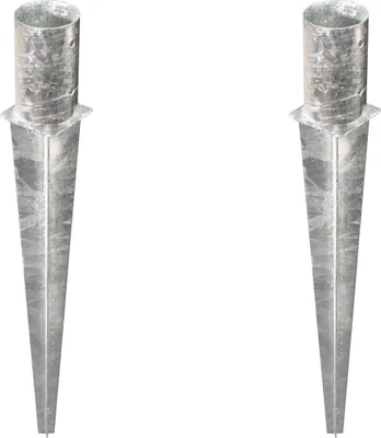 Immagine prodotto di Alberts, 2 boccole da incasso per pali in legno tondo, Ø 121 mm, lunghezza 750 mm, zincate a caldo, da cementare