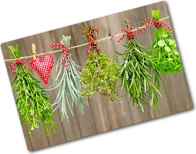 Produktbild von Tulup Glas Herdabdeckplatte - 80x52 cm - Glaskeramikkochfeld-Abdeckung Spritzschutz Glasabdeckplatte - Einteilig - Essen & Getränke - Kräuter Schnur - Grün
