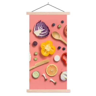 Produktbild von MuchoWow® Textilposter Lebensmittel - Küche - Gemüse 60x120 cm mit holzfarbenen Rahmen - Holz