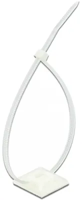Productafbeelding van Bevestigingsvoet 25 x 25 mm met kabelbinder, lengte 300 mm, breedte 4,8 mm (wit, 10 paar)