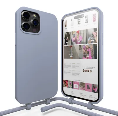 Produktbild von xoxo WildHearts iPhone 15 Pro Silikonhülle mit Band (Blau)