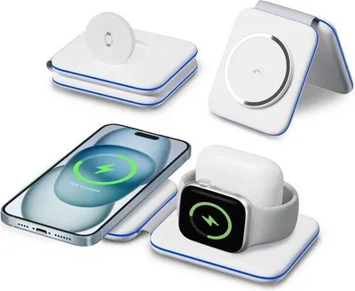 Immagine prodotto di Caricatore wireless 3 in 1 - Stazione di ricarica 3 in 1 -
