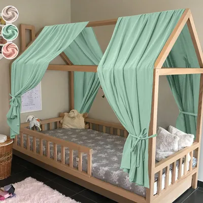 Imagen del producto de Juego de cortinas para cama de princesa, 130x320 cm - 100% algodón orgánico