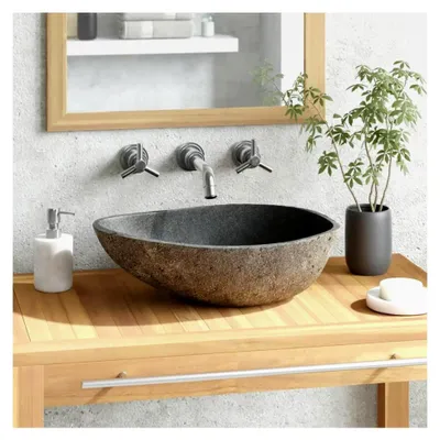 Produktbild von Aufsatzwaschbecken aus Naturstein oval 37-46 cm