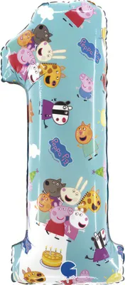 Produktbild von Folienballon Peppa Pig Zahl 1, bunt, 66 cm, für Helium