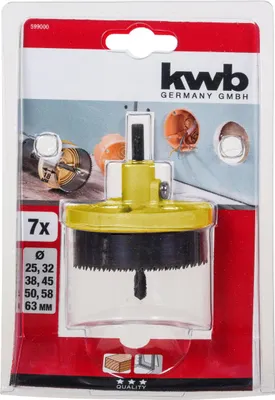 Zdjęcie produktu dla kwb 599000, Otwornica zestaw, Wiertarka, Plastik, Drewno, Stal nierdzewna, 1,8 cm, 6,3 cm