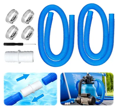 Produktbild von Poolschlauch 32 mm, Schwimmbadschlauch mit Muffen, Pumpenschlauch 100 cm, Saugschlauch, chlor- und temperaturbeständig für Filterpumpe und Schwimmbad