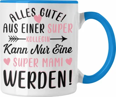 Produktbild von Trendation - Mutterschutz Abschied Tasse Geschenk Kollegin Abschiedsgeschenk Werdende Mutter Mama Super Mami (Blau)