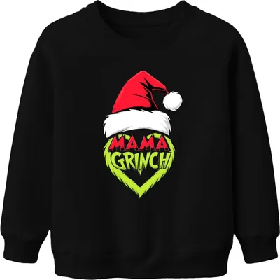 Produktbild von Mama Grinch Weihnachten Weihnachtsmütze Grinch Herz Lustig Mutter Uni Kinder Sweatshirt Pullover, Schwarz, 104