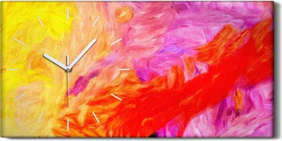 Produktbild von Dekor Leinwand Uhr Wandbilder Geräuschlos 60x30 Malerei Abstrakte Kunst Bunt - weiße Hände