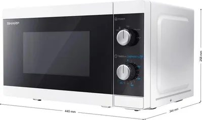 Zdjęcie produktu dla Sharp YC-MS01E-W, Blat, Mikrofalówka Solo, 20 l, 800 W, obrotowy, Czarny, Biały