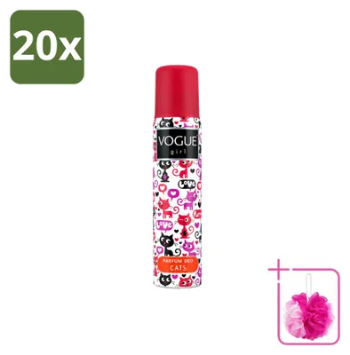 Productafbeelding van 20 x Vogue Girl Cats Deodorant - Witte chocolade en jasmijn - 100 ml - Voordelige verpakking - 20 stuks