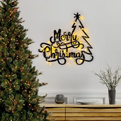Image de Opviq, XMASBLACK - 008, Accessoire mural décoratif en métal, 100 % METAL, noir, 62 x 60 cm