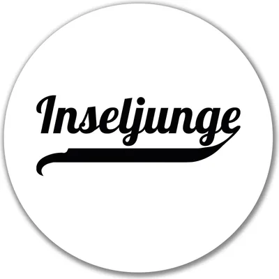 Produktbild von Huuraa Aufkleber Inseljunge Schriftzug 10cm rund Sticker Geschenkidee