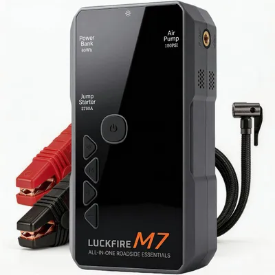 Produktbild von Auto Starthilfe Powerbank mit Kompressor 60Wh 12V für Benzin- & Dieselmotoren