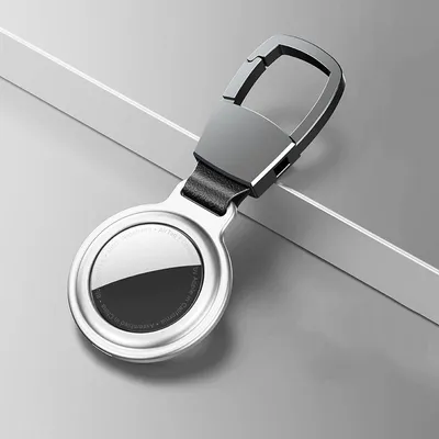 Productafbeelding van Aluminium beschermhoes voor Apple AirTag, krasbestendig, met hanger, zilver, volledige bescherming