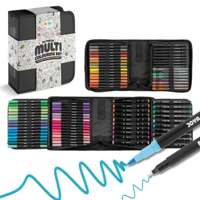 Immagine prodotto di Set di pennarelli creativi Joya Creative da 84 pezzi – Twinmarker, penne brush, fineliner e penne gel in elegante custodia portaoggetti