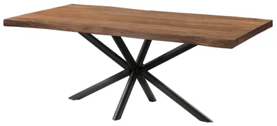Immagine prodotto di MASSIVMOEBEL24 | Tavolo da pranzo in legno di sheesham 200x100x76 verniciato grigio / gambe incrociate antracite matt FREEFORM 5