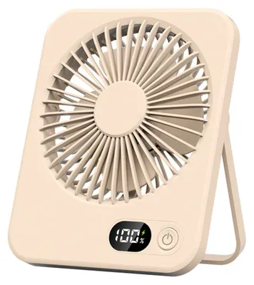 Immagine prodotto di Mini ventilatore portatile Zimilo con 3 velocità, display digitale a LED, batteria ricaricabile, da appoggiare o appendere, per l'ufficio e la casa, beige