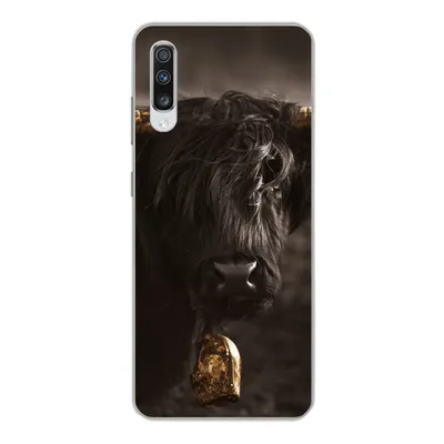 Produktbild von MuchoWow® Handyhülle Schutzhülle Hülle für Samsung Galaxy A70 Schottischer Highlander - Fell - Schwarz Silikon Softcase Handy Hülle - Schutzhaube