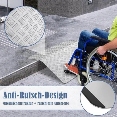 Productafbeelding van Rolstoelhelling, drempelhelling, aluminium helling, rolstoel, drempelhelling, draagvermogen 270 kg, oprijplaat, deurdrempel, stoeprand, hoogte 10 cm, breedte 80 cm