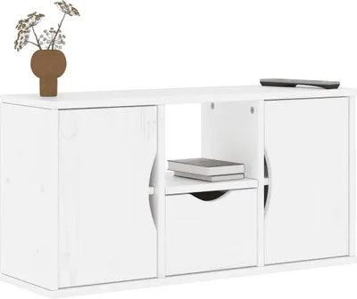 Imagen del producto de Maison Exclusive - Mueble de televisión con cajón, blanco, 79x24x40 cm, madera maciza de pino
