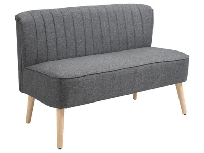 Produktbild von HOMCOM 2-osobowa sofa tapicerowana tkaniną dwuosobowa sofa w stylu retro meble do siedzenia sofa do salonu drewniana rama ciemnoszara 117 x 56,5 x 77 cm