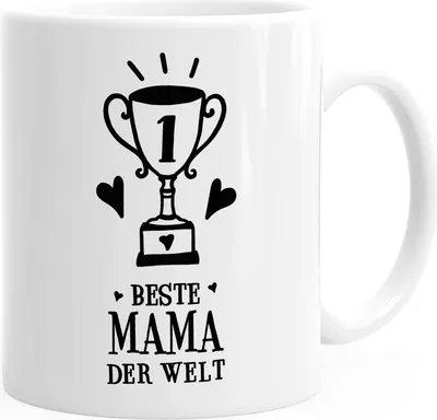 Produktbild von Kaffee-Tasse Geschenk zum Muttertag Beste Mama der Welt Pokal Spruch MoonWorks® weiß unisize