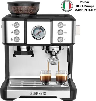 Produktbild von KB-ELEMENTS Siebträgermaschine mit Mahlwerk, Espressomaschine mit Mahlwerk, 20bar, Dual-Boiler-Heizsystem, ELK201CS