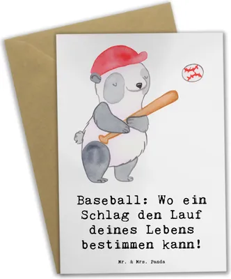 Produktbild von Mr. & Mrs. Panda Grußkarte Baseball Schlag - Weiß - Geschenk, Abenteuer, Sport, Spannung, Teamgeist, einladungskarten, Sportart, osterkarte, Sportler, Tribüne, Teamsport