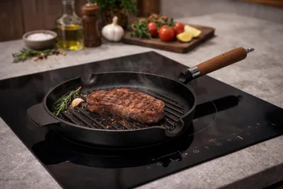 Produktbild von Ronneby Bruk Maestro Grillpfanne, Ø 24 cm, mit Eichenholzgriff