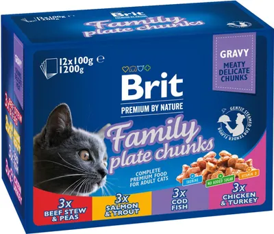 Zdjęcie produktu dla Brit Care Cat Pouches Family Plate - mokra karma dla kota - 12 x 100g