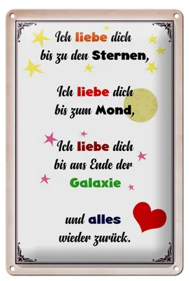 Produktbild von Blechschild Spruch 20x30cm ich liebe dich bis zu den Sternen