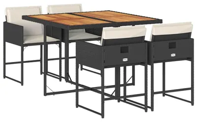 Produktbild von vidaXL 5-tlg. Garten-Essgruppe mit Kissen Schwarz Poly Rattan