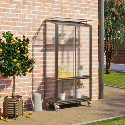 Produktbild von Vitavia Balkongewächshaus "Polis" schwarz 4 mm HKP mit Rollfundament
