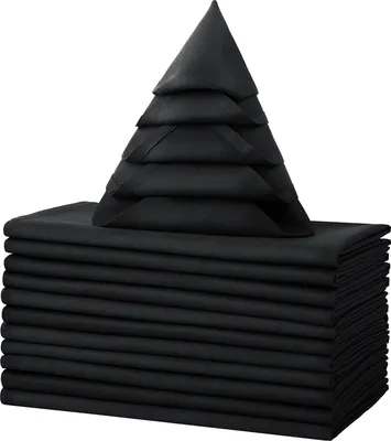 Produktbild von Verpackung von 12 Stoffservietten 100% Baumwolle 46 x 46 cm Waschbare und wiederverwendbare Servietten Weiche Stoffservietten für Feier und Hochzeit (46 x 46 cm, schwarz)