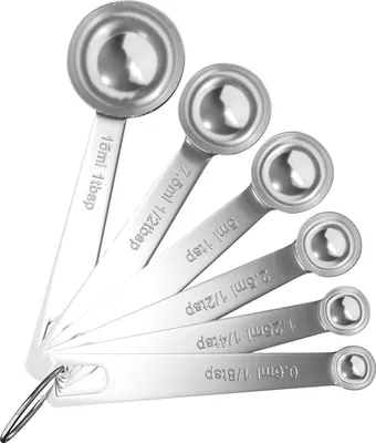 Produktbild von Intirilife Messlöffel 6-teiliges Set Edelstahl Silber - 1 Esslöffel - 1/8 Teelöffel - Messlöffel zum Abmessen von trockenen und flüssigen Koch- und Backzutaten