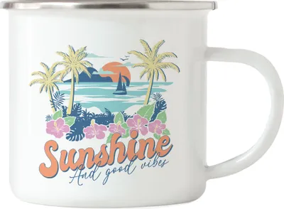 Produktbild von Sunshine and Good Vibes Emaille Tasse Meer Ozean Sonne Urlaub Strandliebe Surf