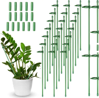 Imagen del producto de Soportes ajustables para plantas, 30 unidades, 90 cm, color verde, para jardín y balcón