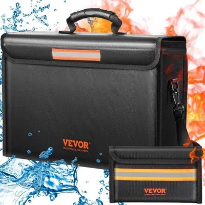 Produktbild von 2 wasserdichte Feuerfachkästchen 390 x 315 x 355 mm Geldsicherheitsfach Dokumententasche Geldanlage Aktentasche für wichtige Papiere, Pass und Bargeld.