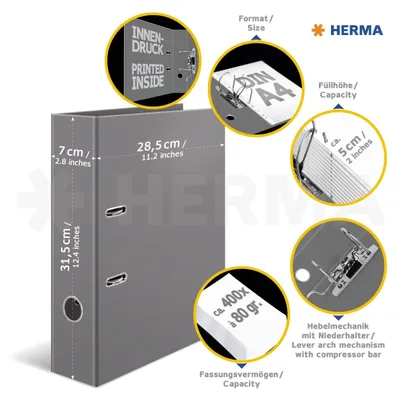 Produktbild von HERMA 19276, A4, Karton, Mehrfarbig, 7 cm, 285 mm, 315 mm