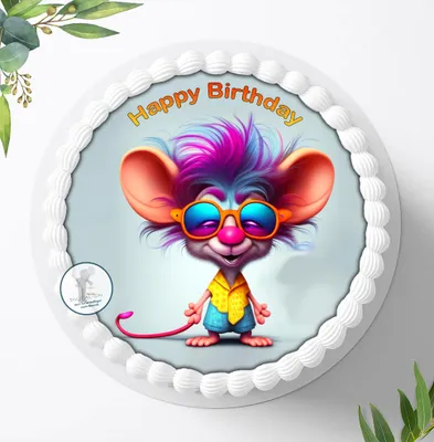 Produktbild von Für die Geburtstags Torte ein Tortenaufleger, Zuckerbild mit dem Motiv: Maus die Maus, Essbares Foto für Torten, Fondant, Ø 20cm, 1769z
