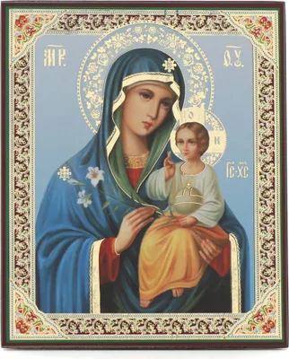 Produktbild von Gottesmutter Nicht Verwelkende Blume Holz Ikone 10x12 christlich orthodox 13910