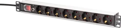 Image de Digitus DN-95436 DIGITUS Steckdosenleiste 8-fach 19" Alu. 1HE 2m schwarz