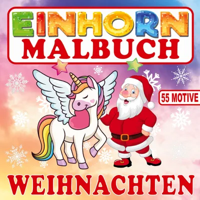 Produktbild von Einhorn Malbuch Weihnachten mit 55 Motiven