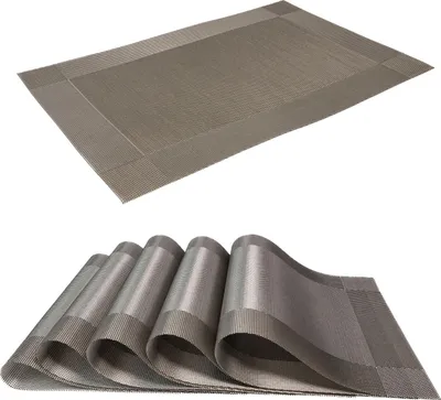 Image de Intirilife 6x set de table en PVC gris - 45 x 30 cm - set de table tapis de table sous-verre essuyable résistant à la chaleur pour cuisine table à manger