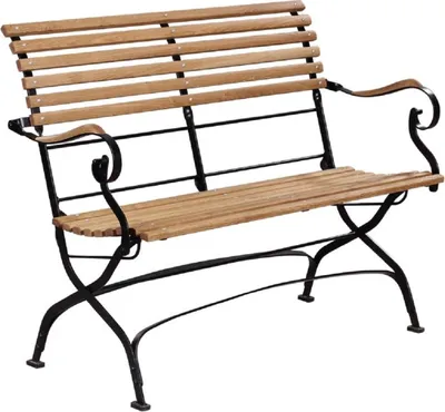 Produktbild von Casa Padrino Luxus Jugendstil Gartenbank Braun / Schwarz 120 x 55 x H. 90 cm - Garten & Terrassen Sitzbank mit Rückenlehne und Armlehnen - Jugendstil Garten & Terrassen Möbel