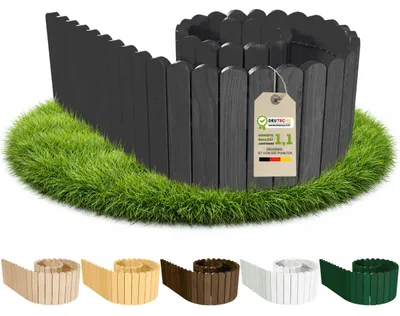 Produktbild von Floranica Beeteinfassung Rasenkante Holz 40 x 200 cm Antrazit Rollzaun Flexible Rollborder Palisade Gartenzaun  Beetumrandung