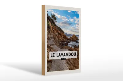 Produktbild von Holzschild Reise 20x30cm Le Lavandou France Berge Meer Urlaub