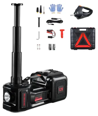Immagine prodotto di Cric elettrico VEVOR 5T, cric elettrico a forbice con pompa integrata, smontagomme da 12 V, avvitatore elettrico di ricambio e kit cric a luce LED